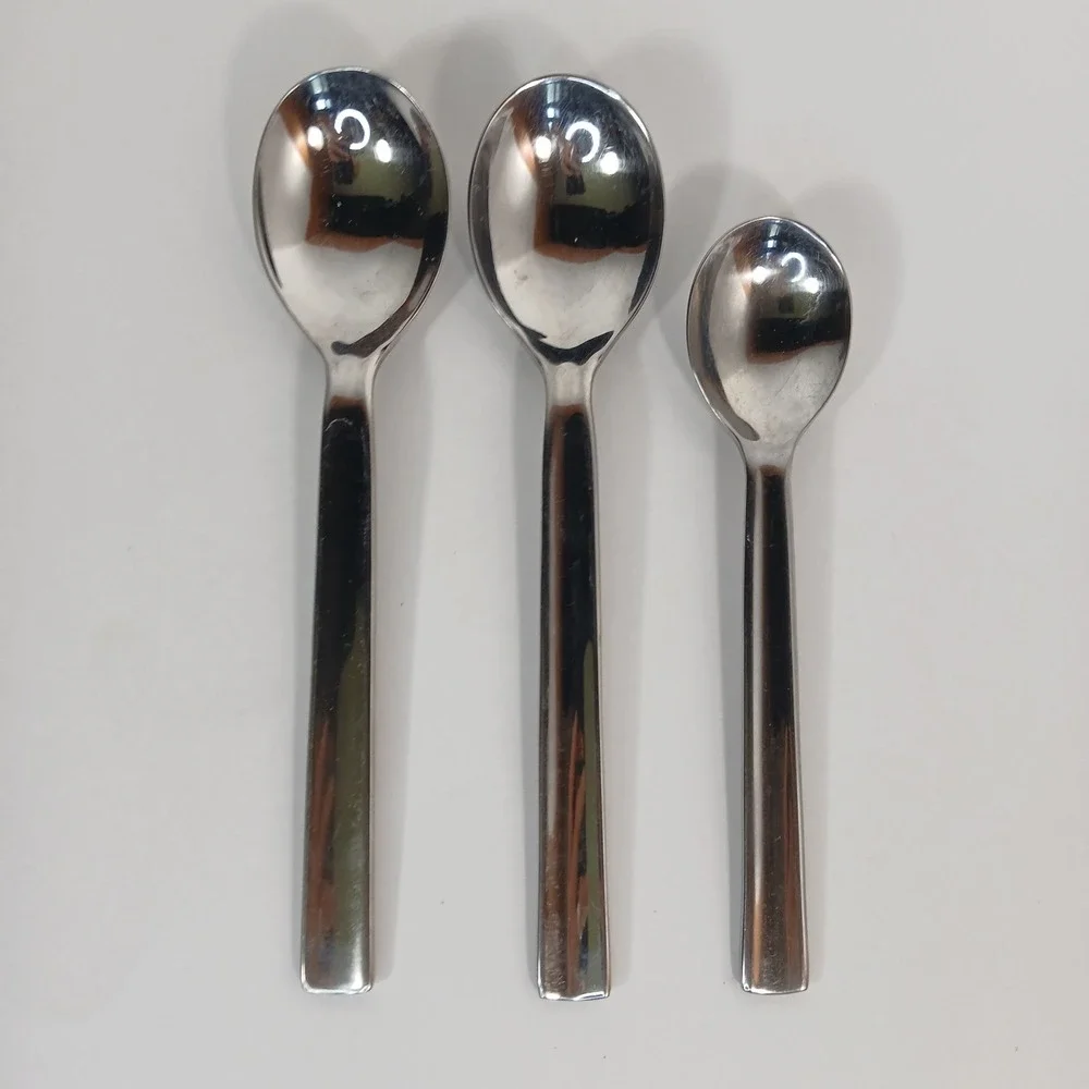 Dansk AMENI T Graves Stainless 18/10 Glossy Flatware 2 Soup Spoons 1 Teaspoon